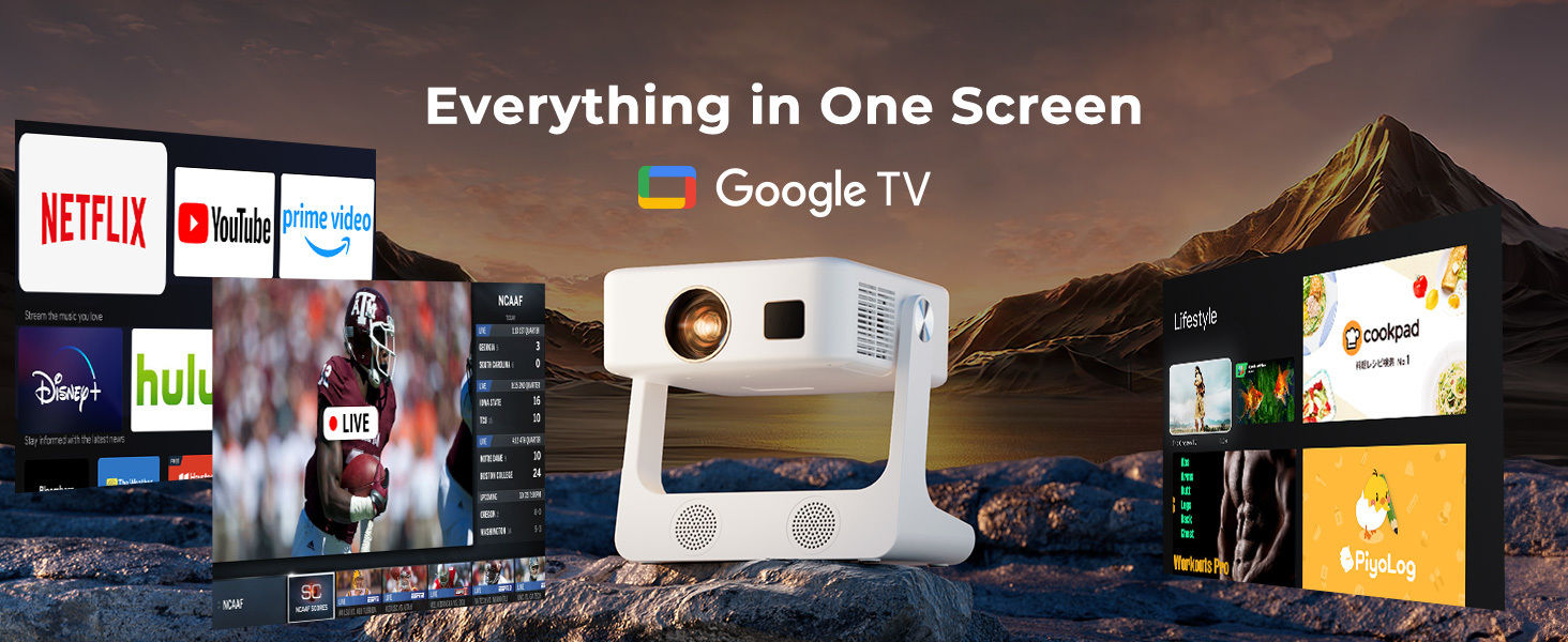 D1 Full HD Projector 1080P 4K Google TV System Voice Control Auto Focus Projector