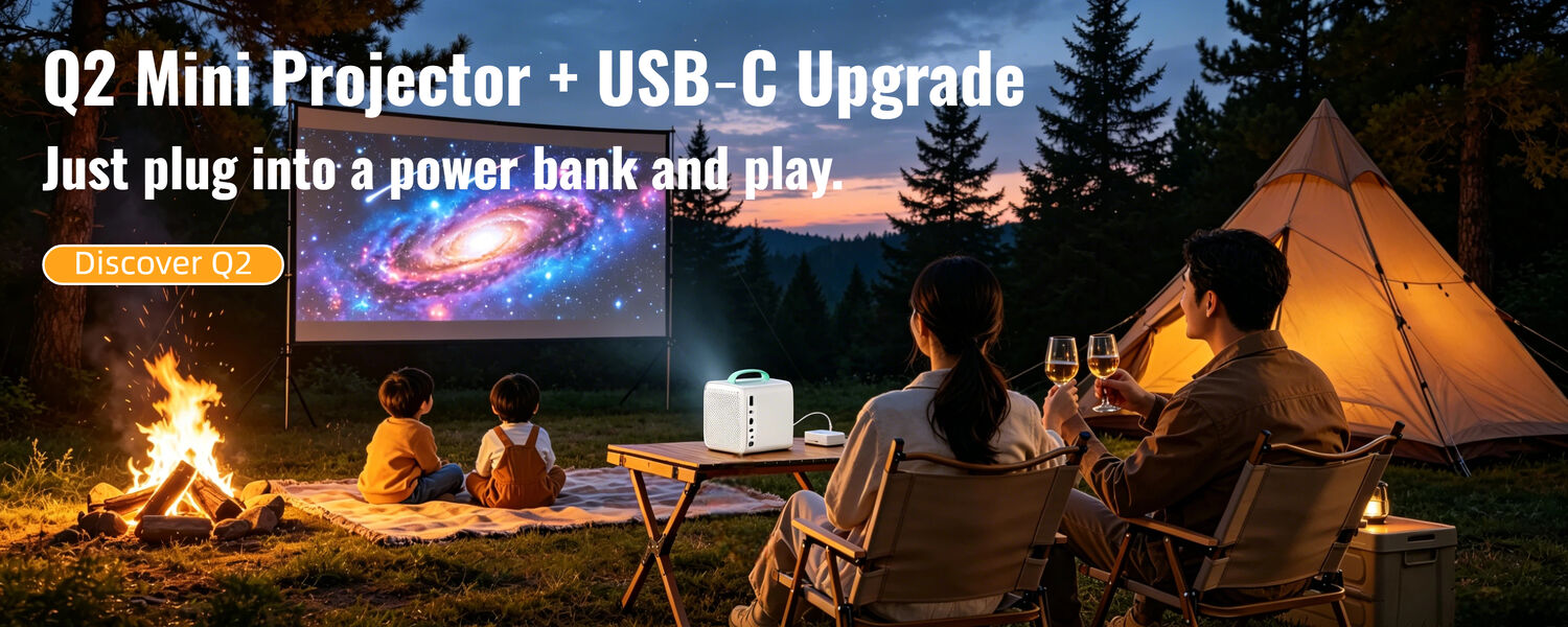 Q2 Mini Cube 2026 Upgraded Android 14.0  USB-C Powered Outdoor Projector HD 720P Portable Video Hand-hold