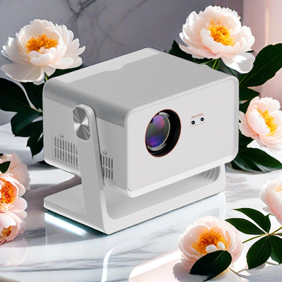 H3 White 360° Rotating Projector 1080P Voice Control Android TV Smart Projector