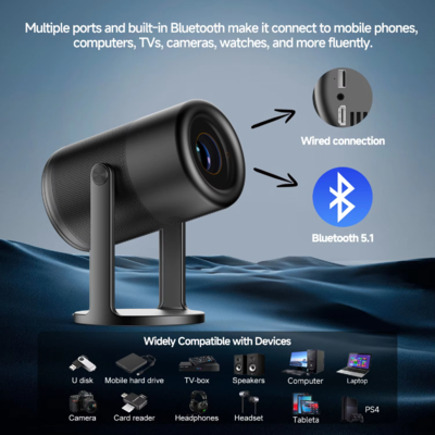 2025 Upgraded J1 Dark Gray  Freestyle Projector 1080P 4K Smart Mini Projector With Android 11.0 1+16G