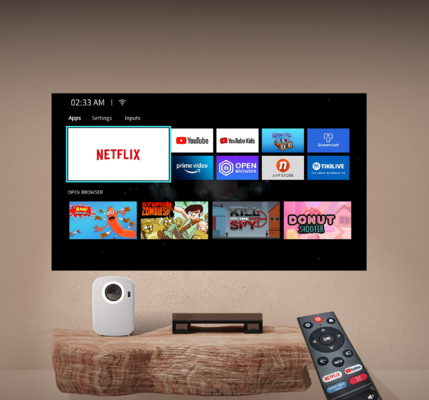 F8 Mini Full HD Netflix Licensed Projector 250 ANSI Lumens Linux Projector