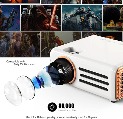 T3 White Smart Portable Projector Android 9.0 1080P Mini Projector For Home