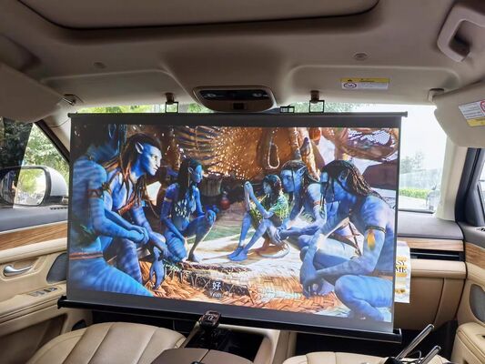 Drive & View Pro In-Car Cinema System with 40-60 Inch Screen, Universal Headrest Mount, and Short-Throw Compatibility